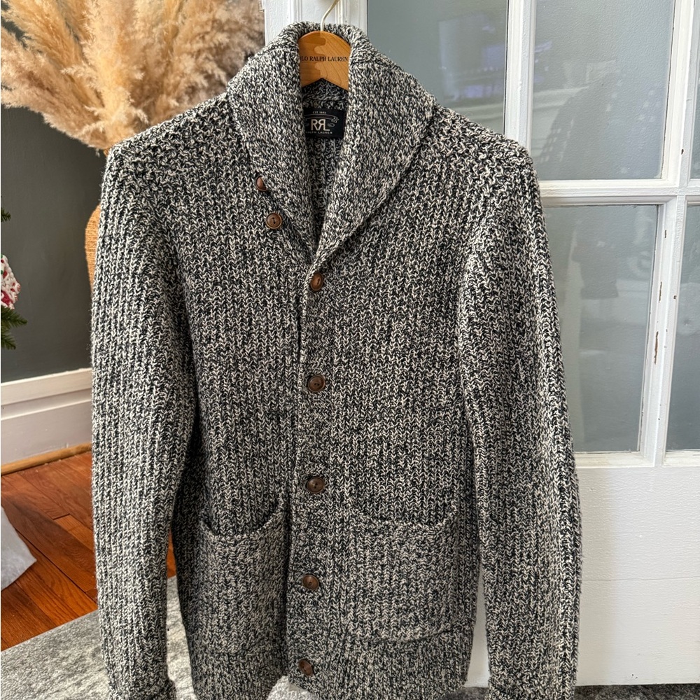 Men's Black and Cream Cardigan RRL!